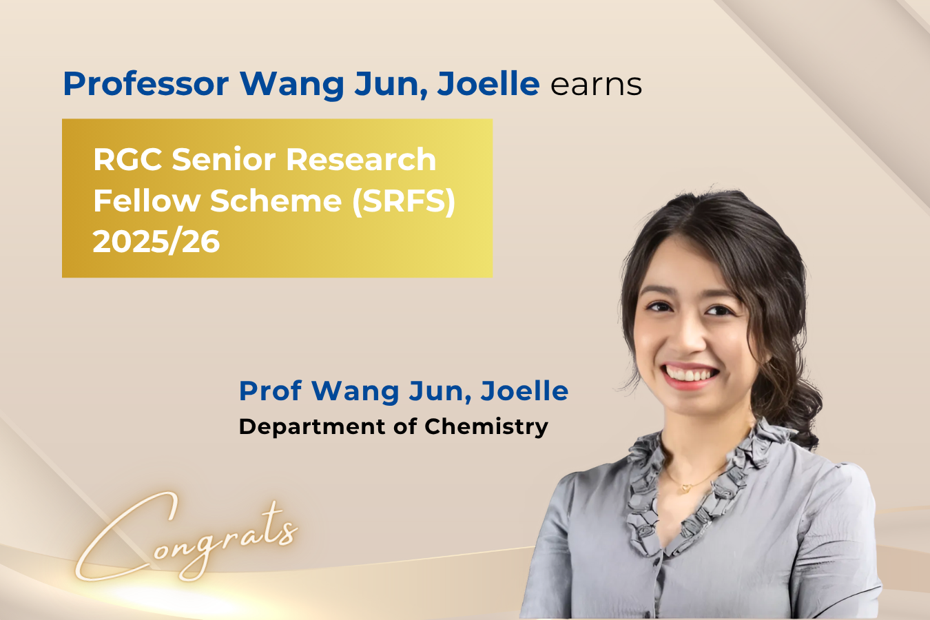 RGC honours Professor Wang Jun, Joelle as RGC Senior Research Fellow for catalysis breakthroughs